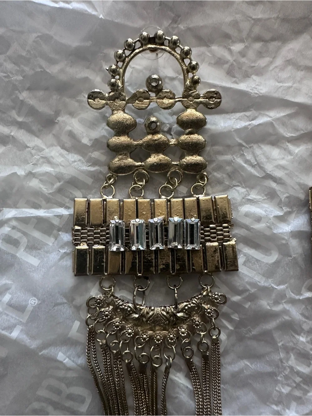 Gold-Tone Fringe Statement Earrings - Gold - Picture 5 of 5